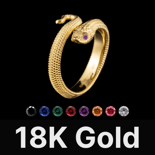 Hognose Snake Ring 18K Gold & Gemstone