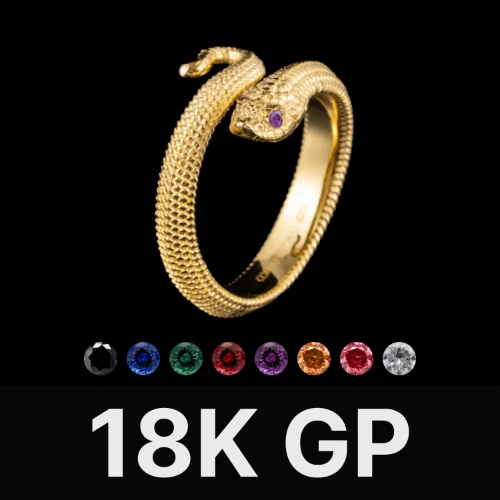 Hognose Snake Ring Gold Vermeil & Gemstone