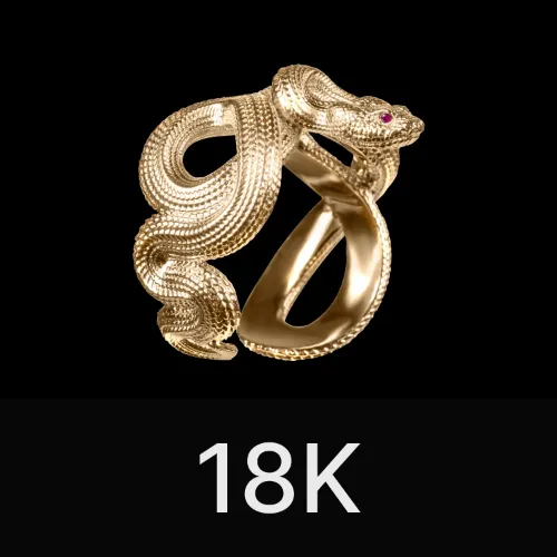 Snake Ring 18K Gold & Gemstone