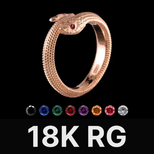 Hognose Snake Ring 18K Rose Gold & Gemstone