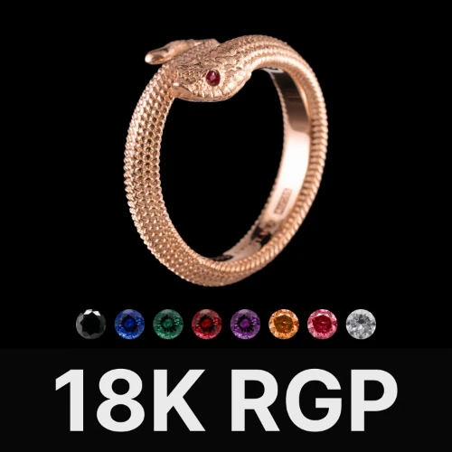 Hognose Snake Ring Rose Gold Plated & Gemstone