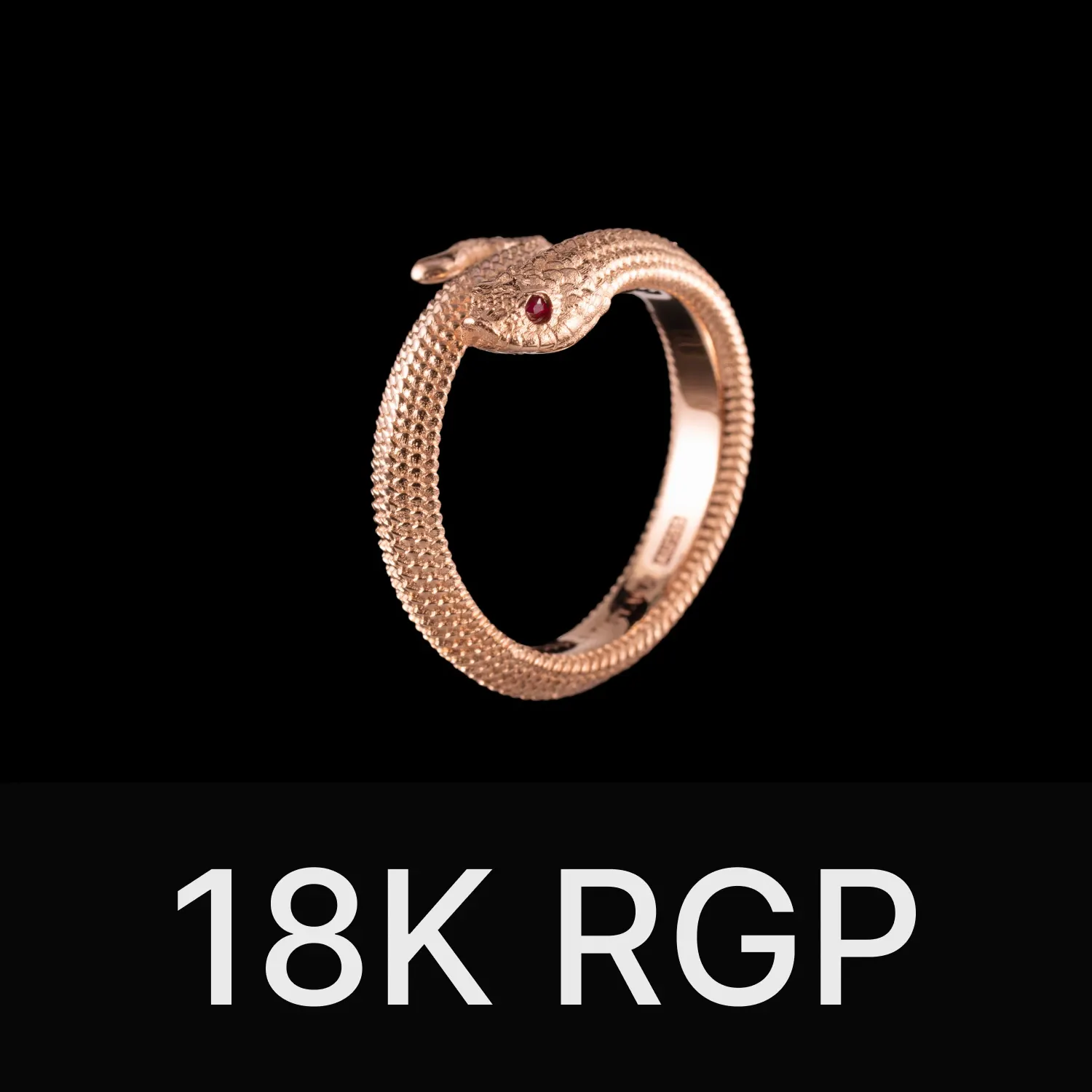 Hognose Snake Ring Rose Gold Plated & Gemstone