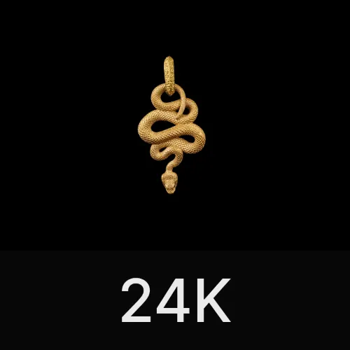 Snake Pendant 24K Gold & Gemstone