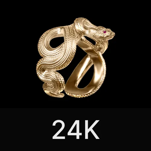 Snake Ring 24K Gold & Gemstone