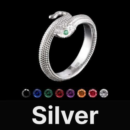 Hognose Snake Ring Silver & Gemstone