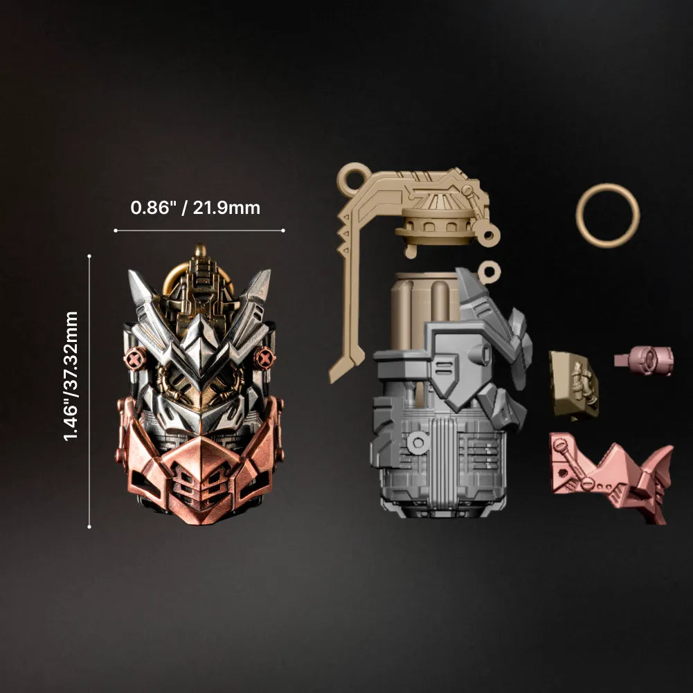 White Bronze Brass and Copper Cyber Frag Pendant dimensions and construction
