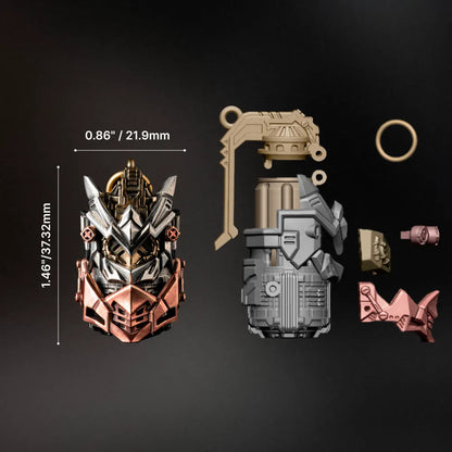 White Bronze Brass and Copper Cyber Frag Pendant dimensions and construction