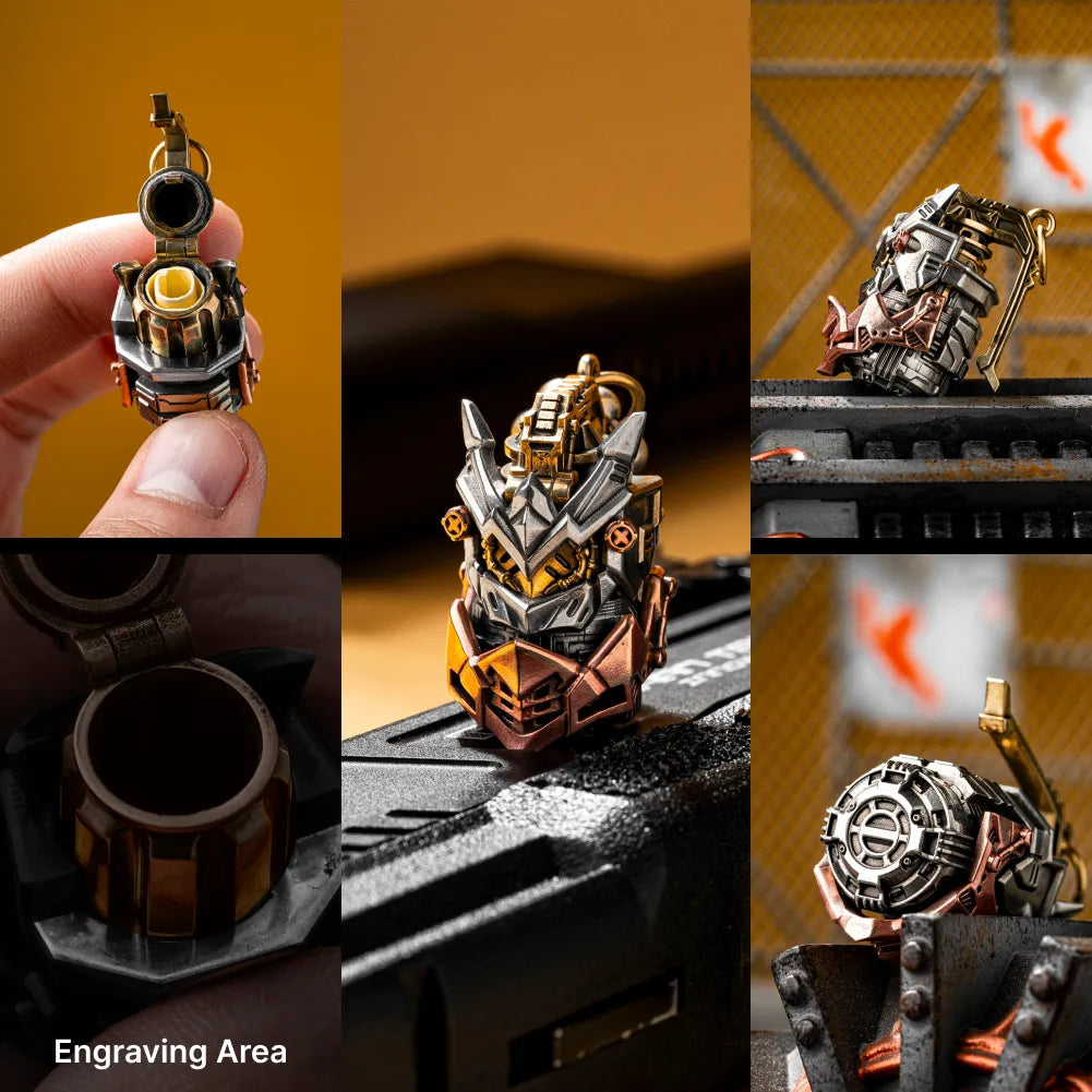 White Bronze Brass and Copper Cyber Frag Pendant engraving details