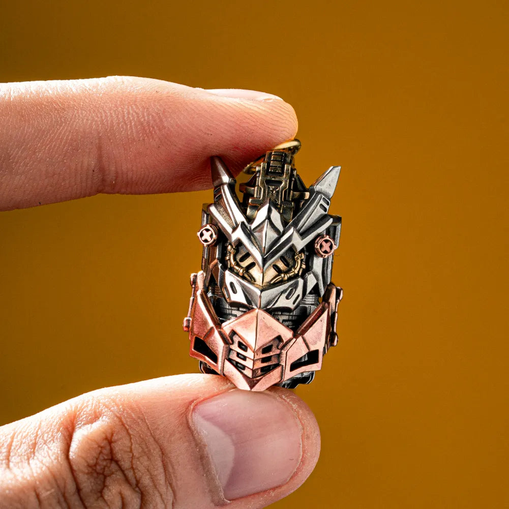 White Bronze Brass and Copper Cyber Frag Pendant held in hand