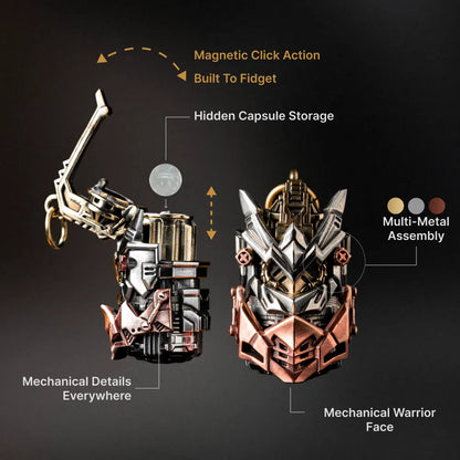 White Bronze Brass and Copper Cyber Frag Pendant mechanical capsule features