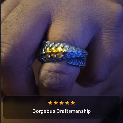 Customer review of Dragon Scale Ring 2.0 craftsmanship under blue light
