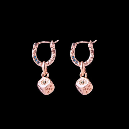 14K Rose Gold Fortune Roll Earrings - Pair