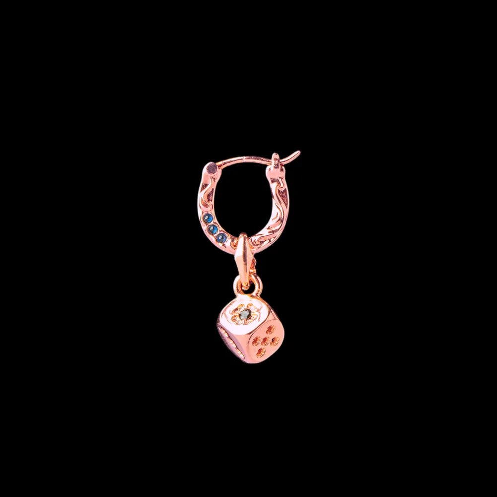 18K Rose Gold Fortune Roll Earring - Single
