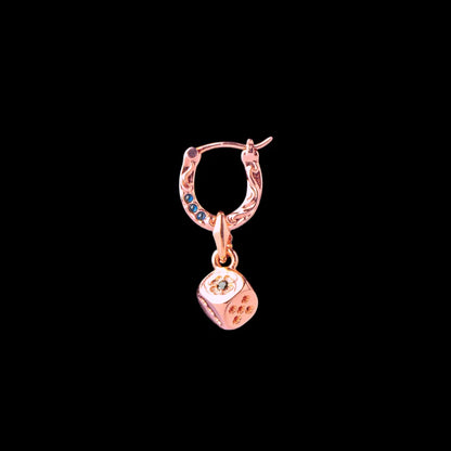 18K Rose Gold Fortune Roll Earring - Single