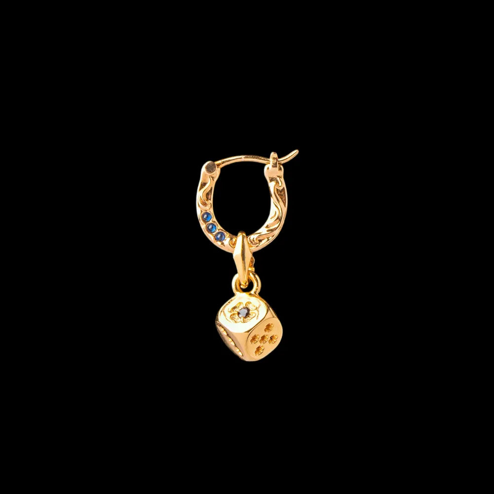 24K Gold Fortune Roll Earring - Single