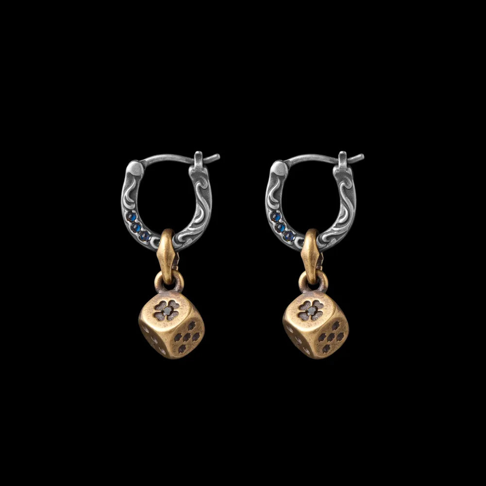 Ox.Silver & Brass Fortune Roll Earrings - Pair