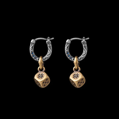 Ox.Silver & Brass Fortune Roll Earrings - Pair