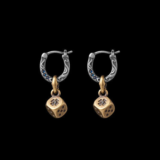 Ox.Silver & Brass Fortune Roll Earrings - Pair