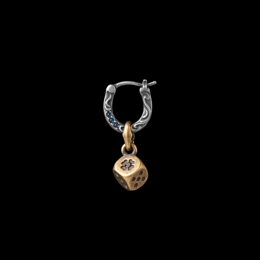 Ox.Silver & Brass Fortune Roll Earring - Single