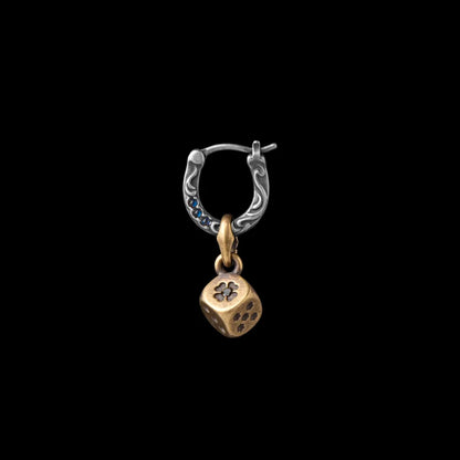 Ox.Silver & Brass Fortune Roll Earring - Single