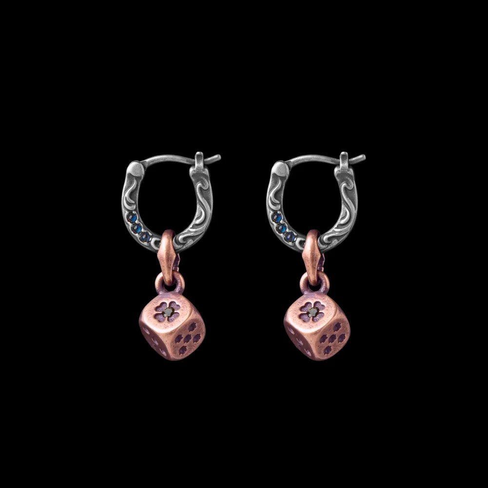 Ox.Silver & Copper Fortune Roll Earrings - Pair