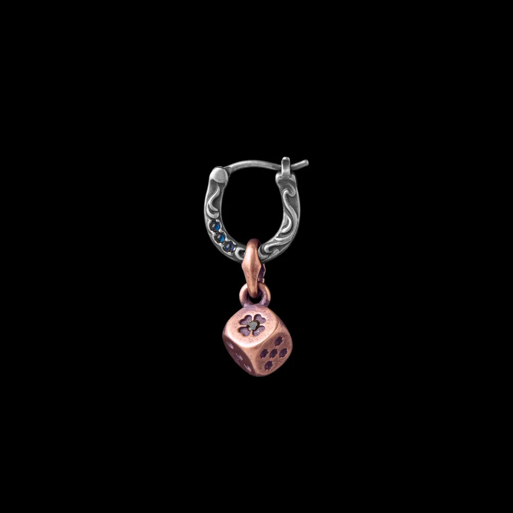 Ox.Silver & Copper Fortune Roll Earring - Single