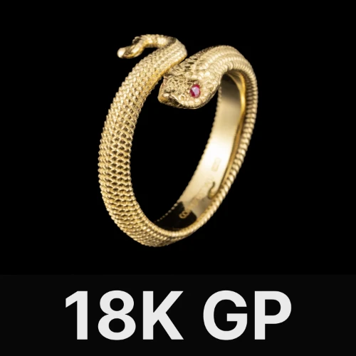 Hognose Snake Ring 18K Gold Vermeil & Ruby