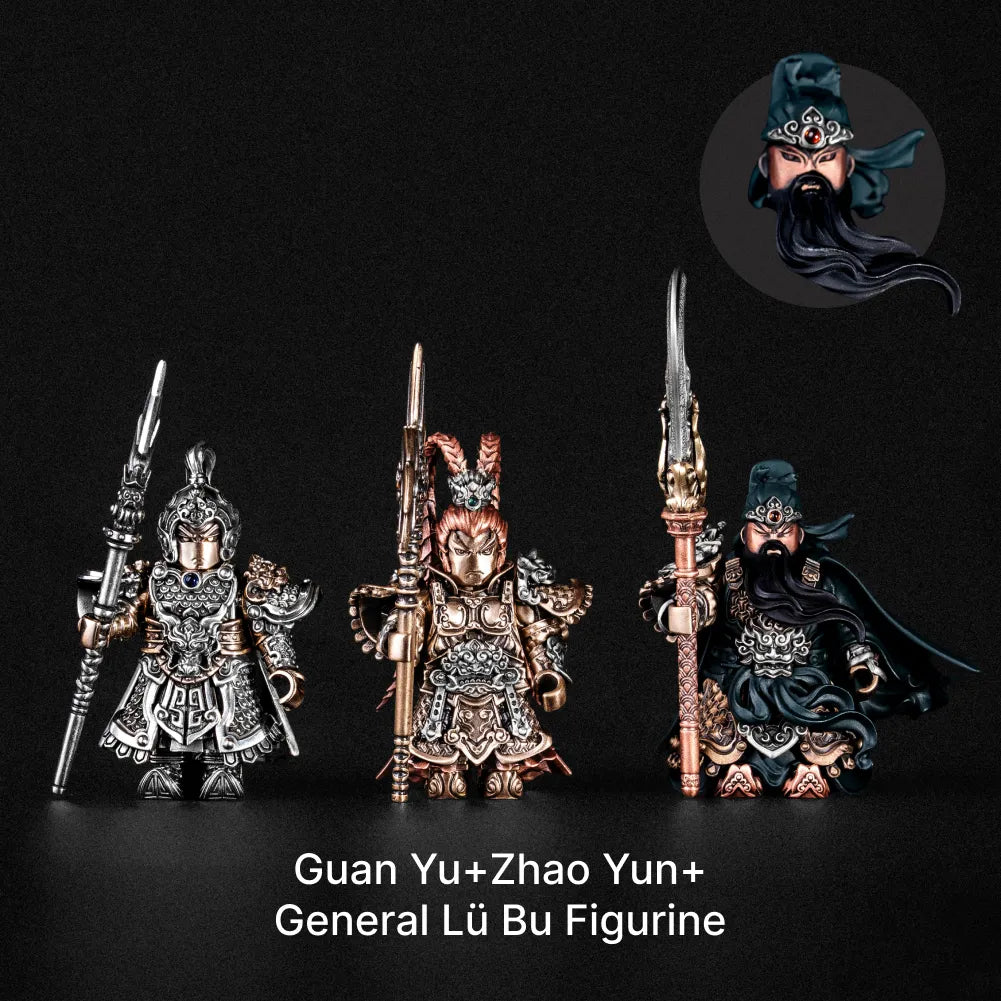 Guan Yu articulated figure in Bronze and White Bronze and Copper and Brass / Set 4