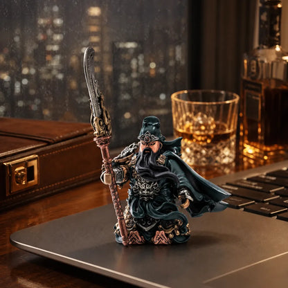 Guan Yu articulated figure displayed on a desk