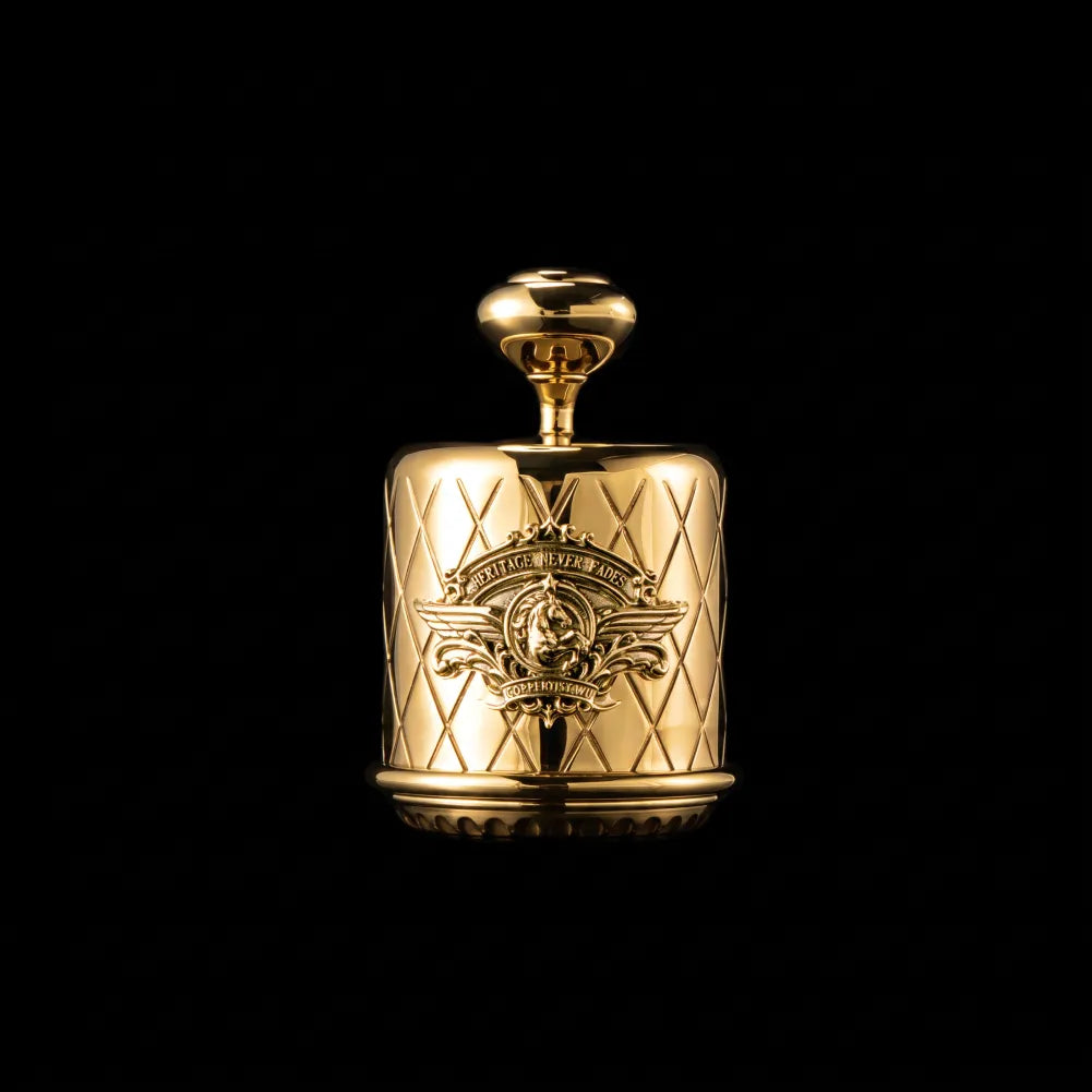 Gold-tone Heritage Gearshift Fidget on a black background