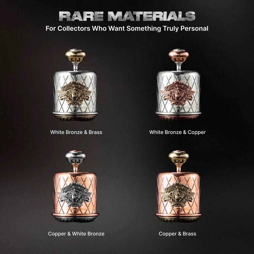 Comparison image showing four metal-finish examples of the gearshift fidget
