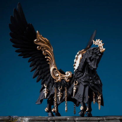 Blackened Heroic Steed Aegis Armor on a blue backdrop