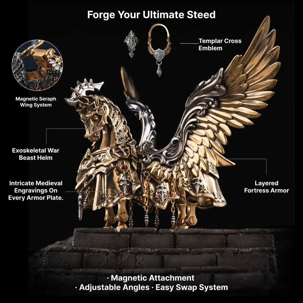 Brass and White Bronze Heroic Steed Aegis Armor modular attachment system