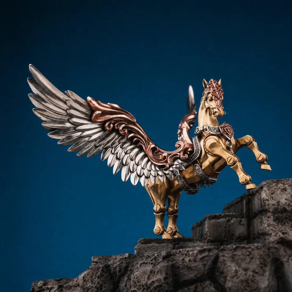 White Bronze and Copper Heroic Steed Aegis Armor on a blue backdrop