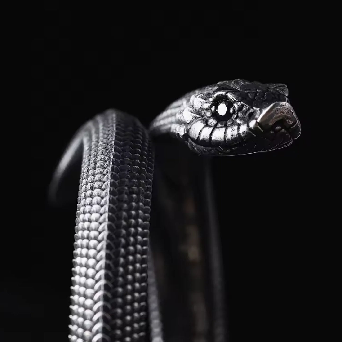 Customized Oxidized Silver Hognose Snake Bracelet Details 07