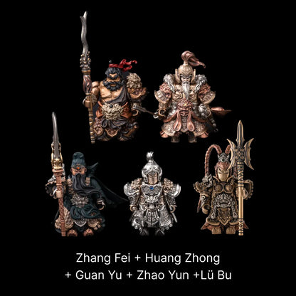 Zhang Fei, Huang Zhong, Guan Yu, Zhao Yun and Lü Bu magnetic figures shown together