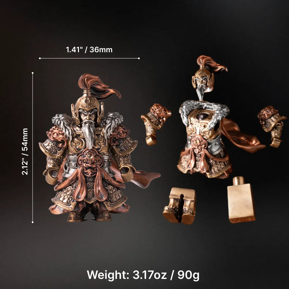 Parameter image: Huang Zhong figure 2.12 inch 54 mm tall, 1.41 inch 36 mm wide, weight 3.17 ounce 90 g, with separated parts