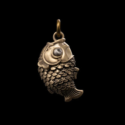 Koi fidget pendant in Brass and White Bronze