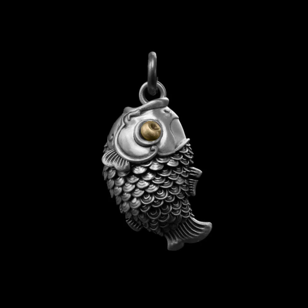 Koi fidget pendant in Ox.Silver and Brass
