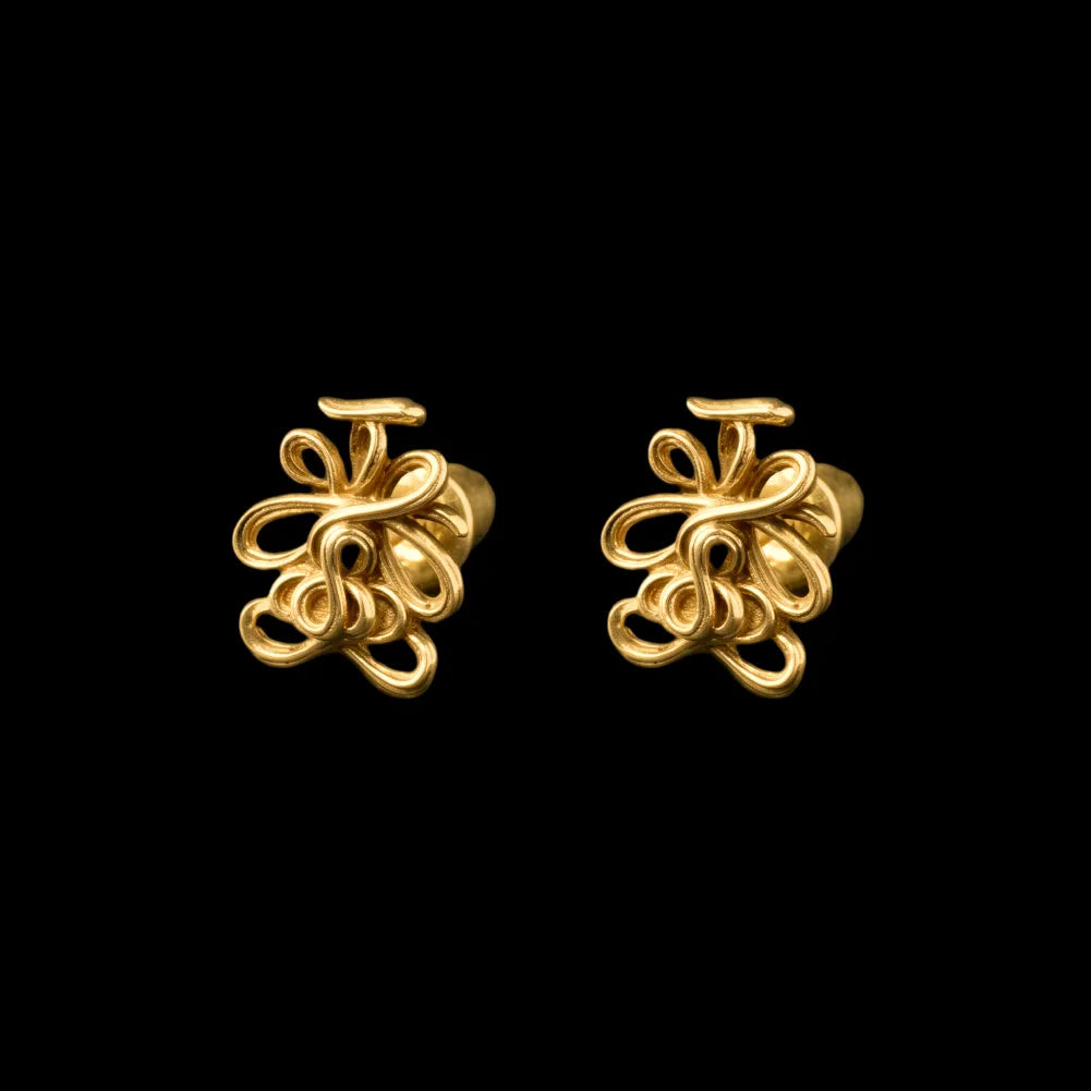 Lotus Talisman Stud Earrings in 24K Gold, Pair variant product view
