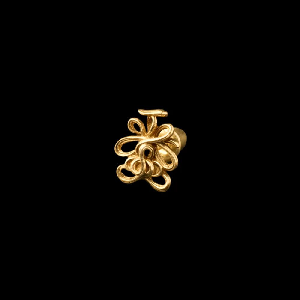Lotus Talisman Stud Earrings in 24K Gold, Single variant product view