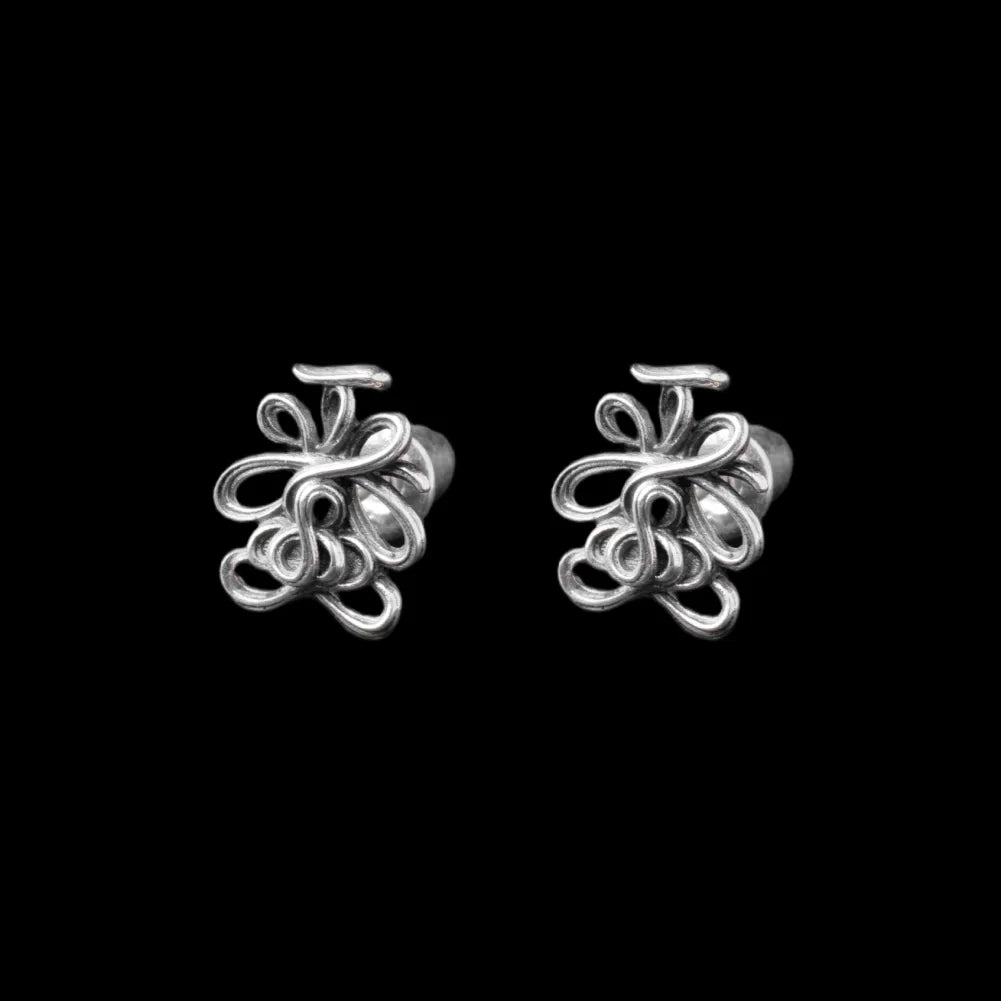 Lotus Talisman Stud Earrings in Ox.Silver, Pair variant product view