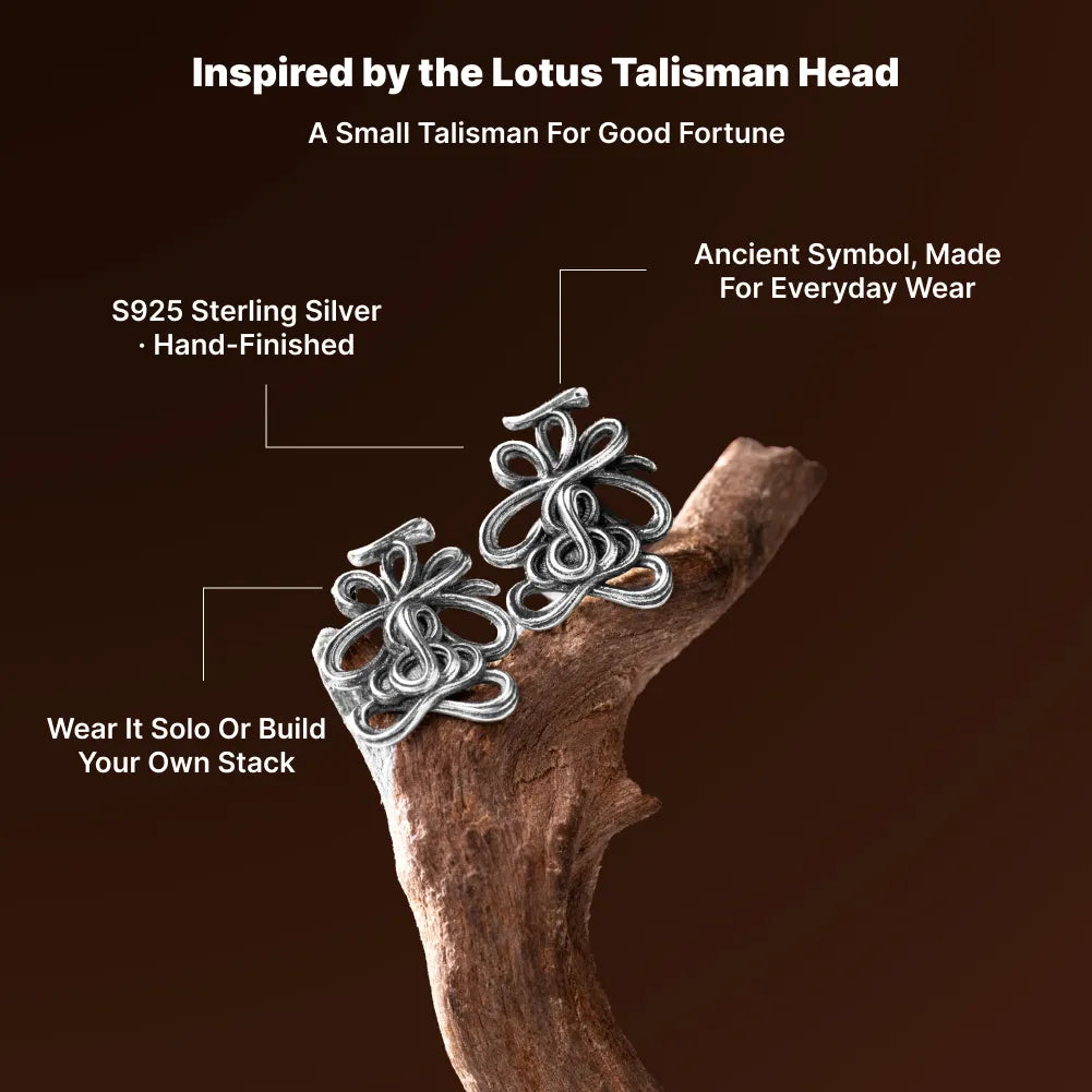 Lotus Talisman Stud Earrings regular-finish product-design reference, view 12 of 14; custom material Platinum finish is not shown