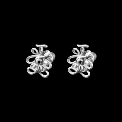 Lotus Talisman Stud Earrings in Silver, Pair variant product view