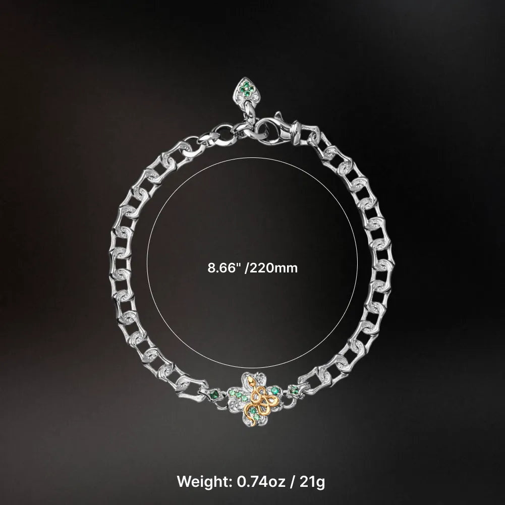 Silver-tone Lucky Clover Snake Bracelet dimensions and weight