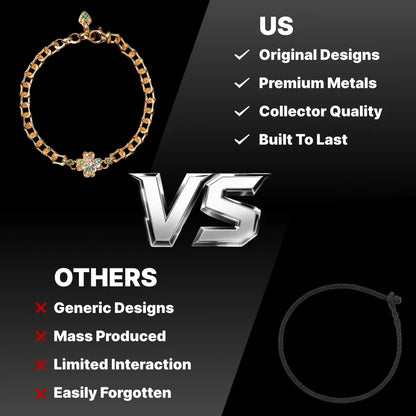 Gold-tone Lucky Clover Snake Bracelet compared with generic bracelet designs