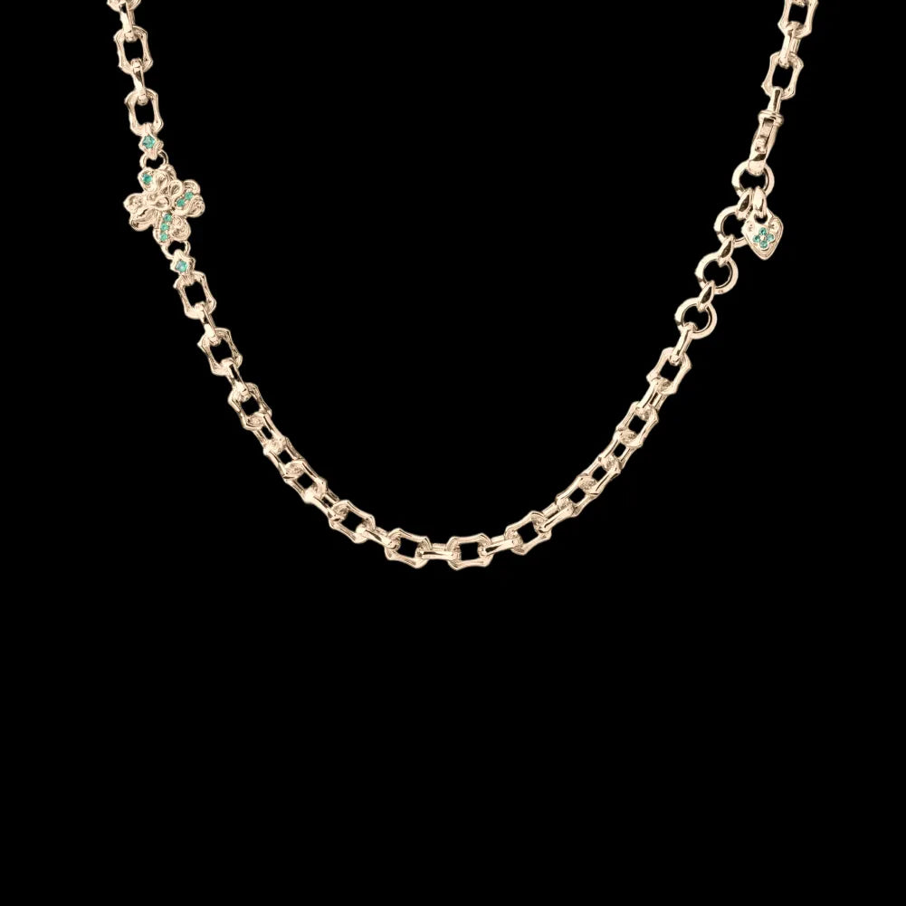 Custom SKU image of the Lucky Clover Snake Necklace in gold-tone finish