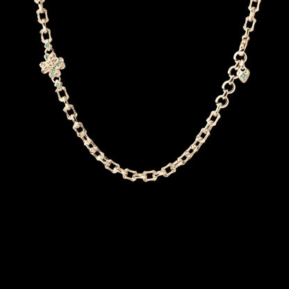 Custom SKU image of the Lucky Clover Snake Necklace in gold-tone finish