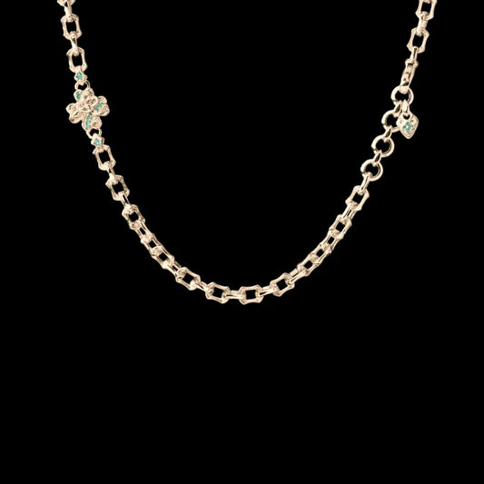Custom SKU image of the Lucky Clover Snake Necklace in gold-tone finish