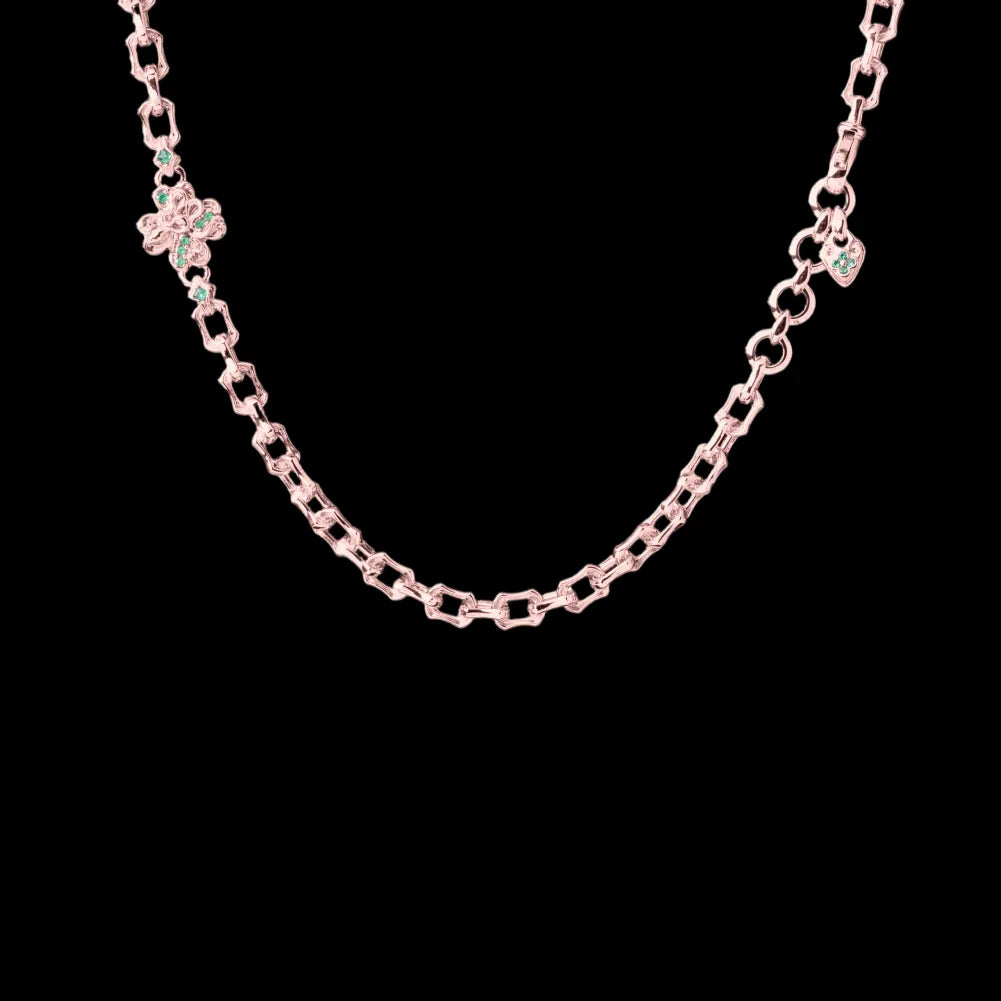 Custom SKU image of the Lucky Clover Snake Necklace in rose-tone finish